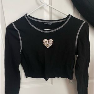 Black cropped long leave shirt from Shein